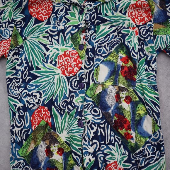 A laya Shirt Womens S Multicolor Floral Button Up Short Sleeve Collared Top - Picture 15 of 16